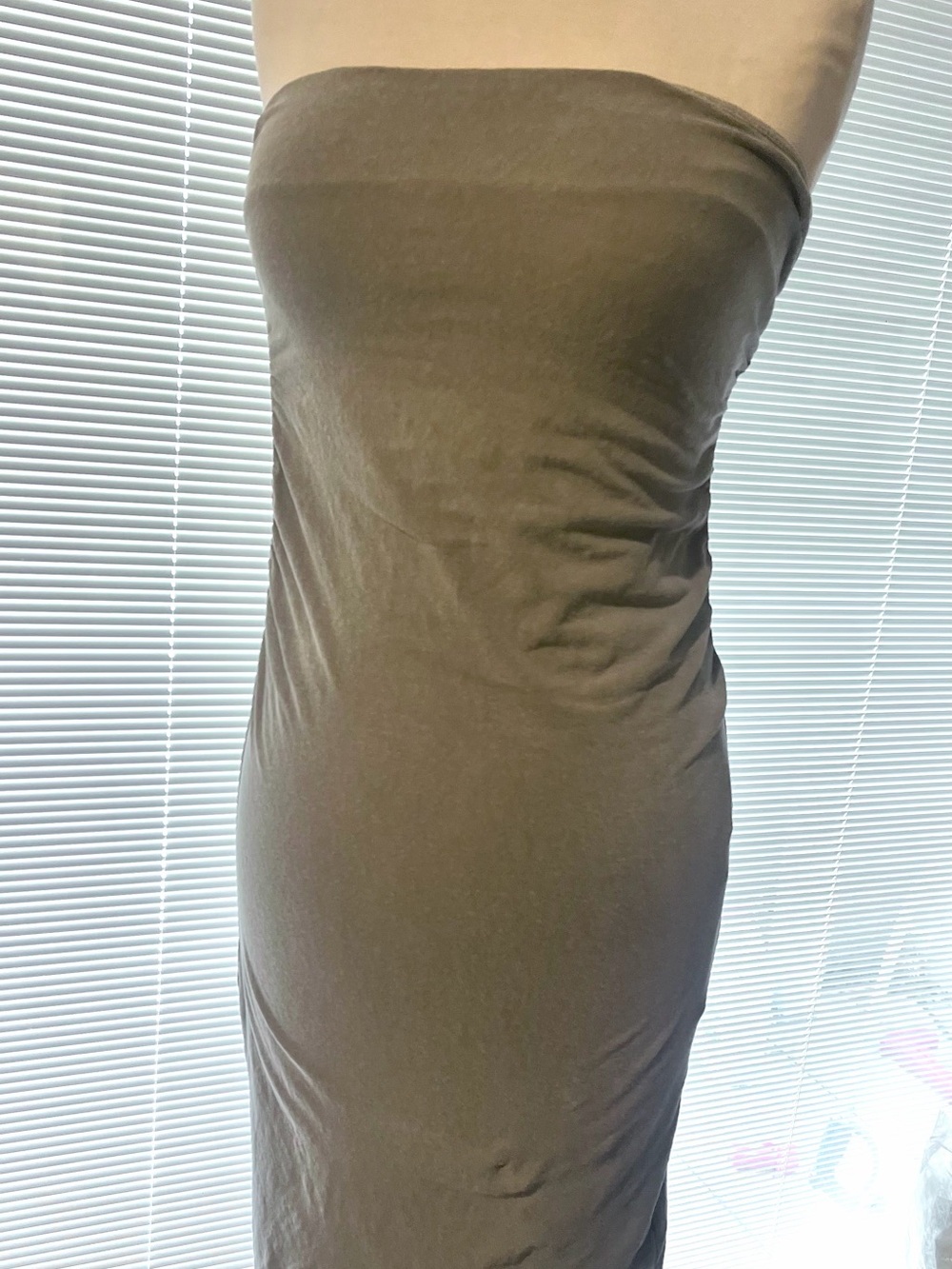 James Perse Olive Side Ruched Strapless Tube Bodycon Dress xs